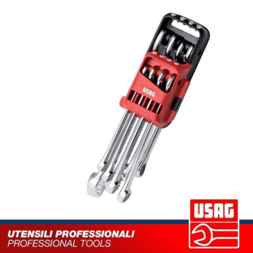 USAG 285 DS8 SERIE DI 8 CHIAVI COMBINATE A FORCHETTA FISSE A STELLA CON SUPPORTO