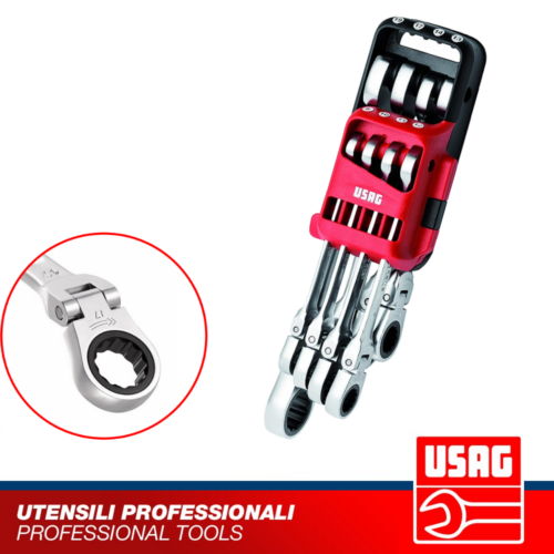 USAG 285 KF/DS8 Serie 8 chiavi a cricchetto snodate cromate al cromo vanadio