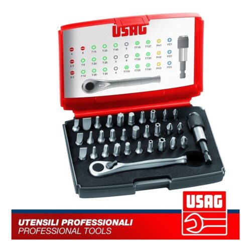 USAG 692 J32 1/4 ASSORTIMENTO SERIE 32 pz INSERTI BITS PORTAINSERTI CRICCHETTO